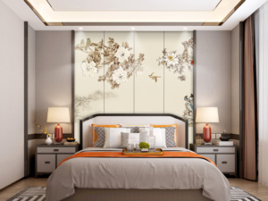 可定制现代刺绣家居装饰墙板防水防火电视背景客厅防潮 - Product Image 2