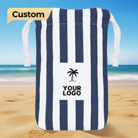Wholesale Large Quick Dry Beach Towel Handmade Sand-Free Stripe Design with Custom Logo Print Includes Tropical Style Bag