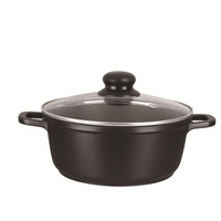 Marmite à soupe et fondue japonaise en aluminium antiadhésive avec couvercle en verre, revêtement plasma, compatible avec les cuisinières à induction et les flammes ouvertes