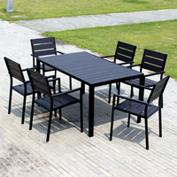 Ensemble de table et de chaises de patio en aluminium moderne avec structure en WPC, imperméable, anti-UV, meubles d'extérieur, jardin, balcon