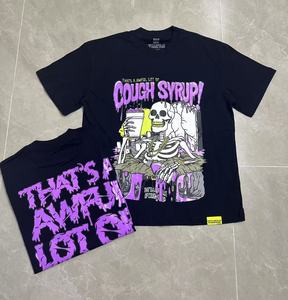 ALOCS High Quality Luxury Brand COUGH SYRUP <strong>Mens</strong> Clothing 100% Cotton O-neck Short Sleeve Skulls Graphic Print <strong>T</strong> <strong>Shirts</strong> for <strong>Men</strong> - Product Image 1