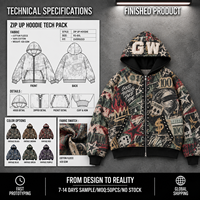 Fournisseur de sweats à capuche unisexes en coton, surdimensionnés, zippés, avec patchs lettres, cloutés, imprimés graphiques, style streetwear, pour la personnalisation OEM