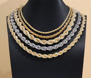 שרשרת זהב 14 קראט זהב ורד 18 קראט-שרשרת תליון קלוע אבני חן של גברים, igi מוסמך, אפשרויות - Product Image 3