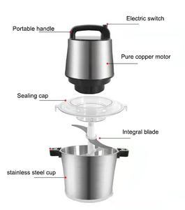 Hachoir à légumes électrique 9 en 1, Machine de cuisine Portable pour aliments, 2l, avec lames, avec Push-up, 50Ml, 7 produits - Product Image 5