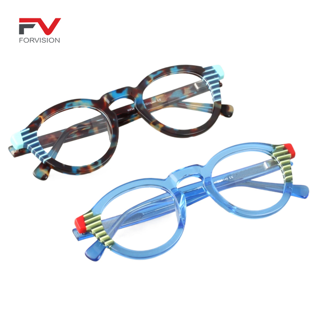 Acetate Eyewear Frame Ready to Ship Round Retro Shape Black Acetate Eyewear Frame