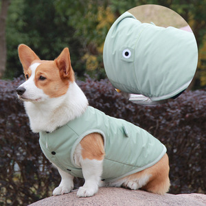 Chaleco de algodón para perros, color verde, impermeable, con forro polar, para Corgi, Teddy, Bulldog Francés, ropa para mascotas - Product Image 1