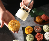 3D Kunststoff Moon Cake Mould Set 4 Stück 50g Chinesisches traditionelles Muster Text muster Blumen form Moon Cake Mould Set