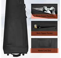 Sac à skis à roulettes 600D Oxford imperméable pliable avec rembourrage de 10 mm, convient à 2 skis de 175/190 cm