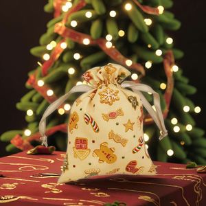 Pochette en coton écologique pour le rangement, motif de dessin animé de Noël sérigraphié, logo pour les souvenirs de fête, les cadeaux d'achat, les vêtements - Product Image 1