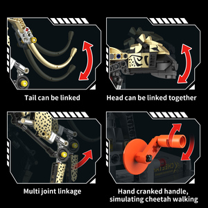 New 700+ Granule Hand Cranked Mechanical Cheetah Joint Movable Assembly Model Toy Children's Gift Building <strong>Block</strong> Set ABS Plastic - Product Image 5