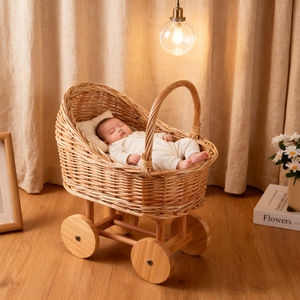 Cestas de Pascua, Cesta de Almacenamiento para Niños, Cestas de Mimbre para Cochecito de Bebé con Diseño Floral para Accesorios de Fotografía y Juguetes - Product Image 3