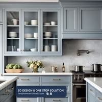 Meubles de cuisine modulaires en MDF ignifuge et écologique, avec comptoir en verre et résine, pour cuisine italienne, fournis directement par l'usine