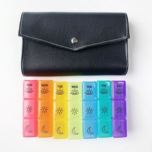 กล่องยาแบบพกพา 21 ช่อง ทำจากหนัง สำหรับ 7 วัน พร้อมกล่องเก็บยาพลาสติก วัสดุ PP - Product Image 1