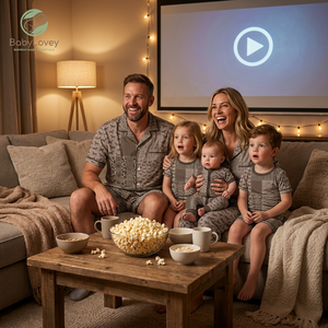 Babylovey Envío Rápido, Conjunto de Pijamas de Bambú con Estampado Personalizado para Niños, <span class=keywords><strong>Padres</strong></span> y Parejas - Product Image 4