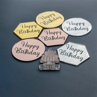 5cm Gravierte Spiegel-Gold Happy Birthday Cupcake-Kuchenaufsätze für Kuchendekoration