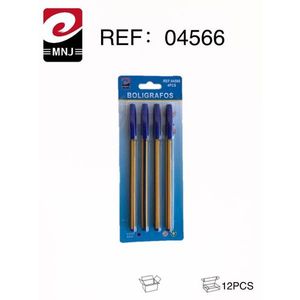 MNJ Ballpoint Pens 4Pcs Blue Ink Ref 04566 Pack - Product Image 2