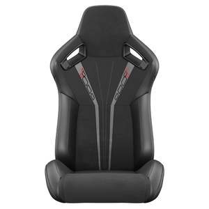 Sièges de course universels DB en cuir PVC noir avec surpiqûres rouges, aspect carbone, réglage du dossier, style baquet inclinable D0100HRPB2X - Product Image 5