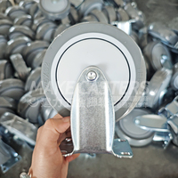 3 "4" 5 "Inch Screw M10 M12 PVC Casters Wheels Medium Duty Bearing TPR Grey Furniture Cart Swivel Brake Dust Cover Mute Customize