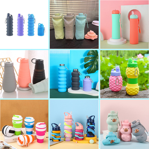 Bouteille d'eau sport en silicone de qualité alimentaire 7 couleurs 450 ml, anti-fuite, anti-chute, portable avec paille, logo personnalisé, vente en gros OEM - Product Image 4