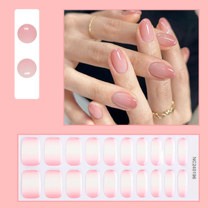 Bandes de gel semi-permanentes pour ongles, dégradé rose doux, style européen-américain, autocollants pour ongles en gel durci - Product Image 5