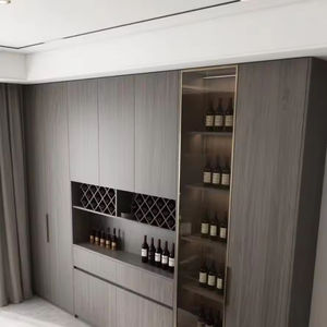 ตู้เก็บไวน์แบบฝังผนังทันสมัยพร้อมไฟ LED ตกแต่งผนังไม้สำหรับบาร์ในบ้าน - Product Image 2