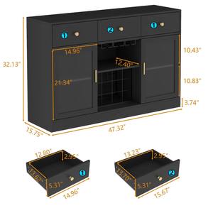 Çevre Dostu Şarap Bar Dolabı LED Işıklı Cam Kapılar Ayarlanabilir Raflar Ev İçin Kahve Barı Depolama - Product Image 5