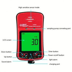 AS8906 Détecteur de fuite de gaz NO2 portable Capteur intelligent Écran LCD rétro-éclairé Batterie Li rechargeable calibrée Moniteur de gaz 0-20PPM - Product Image 2