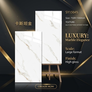 Loseta de Porcelana de Gran Formato <span class=keywords><strong>Castan</strong></span> Gold, 750x1500mm, Alto Brillo, para Piso de Sala de Estar - Product Image 5