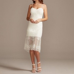 Weixin Abbigliamento Donna Oem Su Ordinazione In Rilievo Crepe Guaina Midi <span class=keywords><strong>Vestito</strong></span> <span class=keywords><strong>Con</strong></span> Sheer Balza - Product Image 1