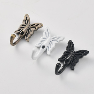 Butterfly Shape Clothes Hook Zinc Alloy Wall Mounted Wardrobe Cabinet Hook Antique Bronze Black <b>White</b> - Product Image 2