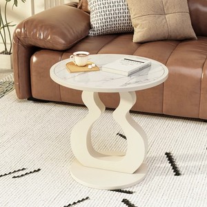 Mesa de centro móvil de estilo italiano de lujo ligero con losa de cuarzo, mesita de noche minimalista moderna, gabinete lateral creativo de alta gama - Product Image 5