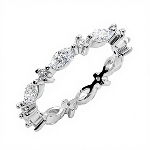 Fashion 925 Silver Platinum Plated Brilliant Cut Moissanite Prong Setting <b>Adjustable</b> Open Butterfly <b>Ring</b> Women Accessories Iced - Product Image 1