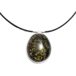 Pendentif en ambre vert-or de 25 g, ambre de <span class=keywords><strong>la</strong></span> <span class=keywords><strong>Baltique</strong></span> de grande taille et argent sterling, pendentif en ambre brillant, différentes nuances d'ambre - Product Image 1