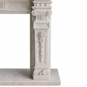 Chimenea Tradicional de Mármol con Tallado Ornamental, de Piedra Blanca, para Interiores, con Leña, para Comedor - Product Image 5