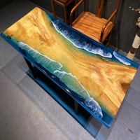 Table de Repas Sur Mesure de Luxe, en Bois Massif de Café, Design Rivière, Tables de Restaurant en Résine Époxy