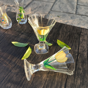 Alta calidad Vintage lujo antiguo Alto vidrio pintado a mano tulipán <span class=keywords><strong>cristal</strong></span> helado batido bebida taza para copas de champán flautas - Product Image 5