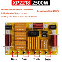 XP2218 Crossover Network 2 Way Copper Speaker High/2Low Dual 15-18inch 1500W untuk Speaker Audio Jaringan 2 Way Pembagi Frekuensi