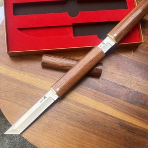 มีดพกพาคุณภาพสูง WENWU ปรับแต่งได้ตามต้องการ ด้ามไม้ ปลอกหนัง สแตนเลสสตีล สำหรับพกพาในชีวิตประจำวัน (EDC) - Product Image 3