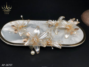 AP-2675T AFLODY Hot Sale Factory Wholesale Custom Faux Pearl Florals Ivory <strong>Wedding</strong> <strong>Apparel</strong> Luxury Gold Bridal Hair <strong>Accessories</strong> - Product Image 3