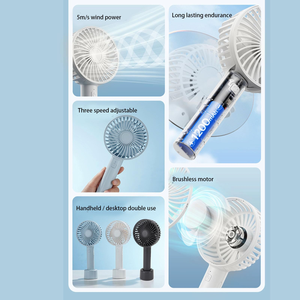Ventilateur portable promotionnel pour étudiants, mini-ventilateur USB à longue autonomie avec support et logo personnalisé - Product Image 2
