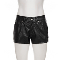 Shorts de mode pour femmes, style gothique, en cuir PU noir imperméable, coupe régulière, taille basse, style streetwear, vente en gros, personnalisables ZONA