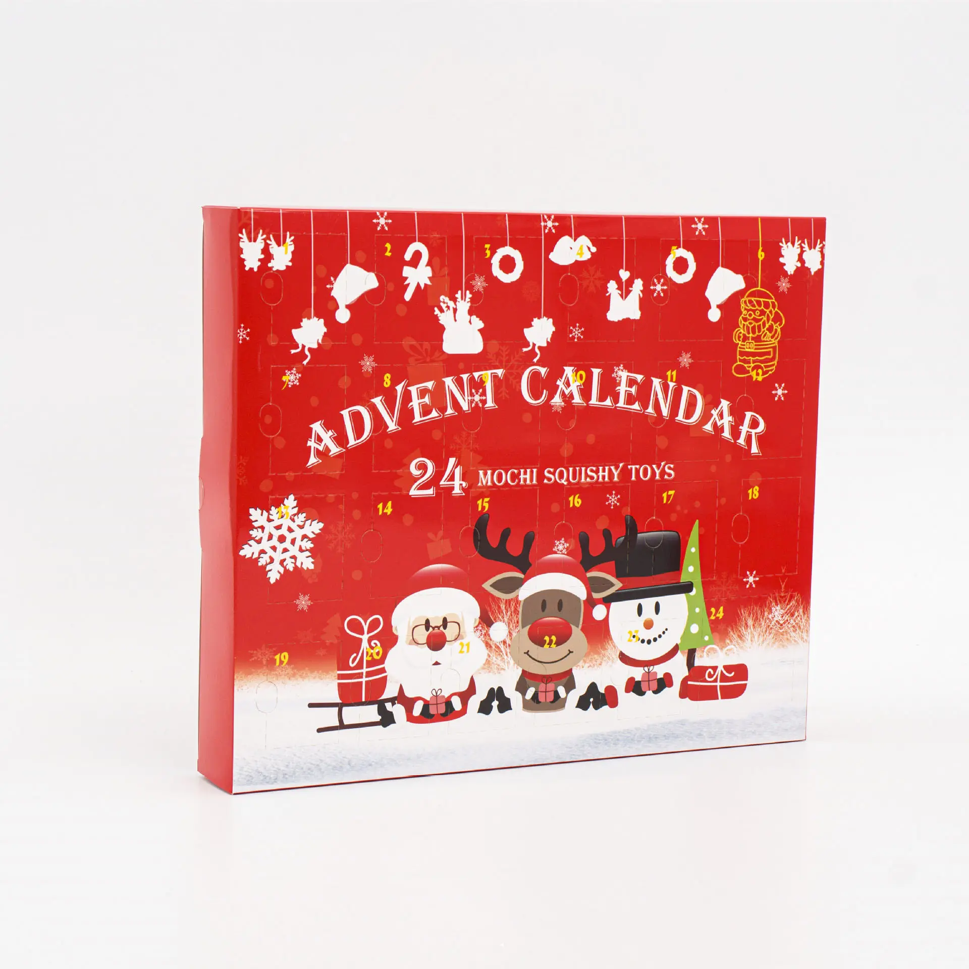 卸売カスタムプリント折りたたみ式おもちゃ24個クリスマスクッキーギフトアドベントカレンダー包装箱
