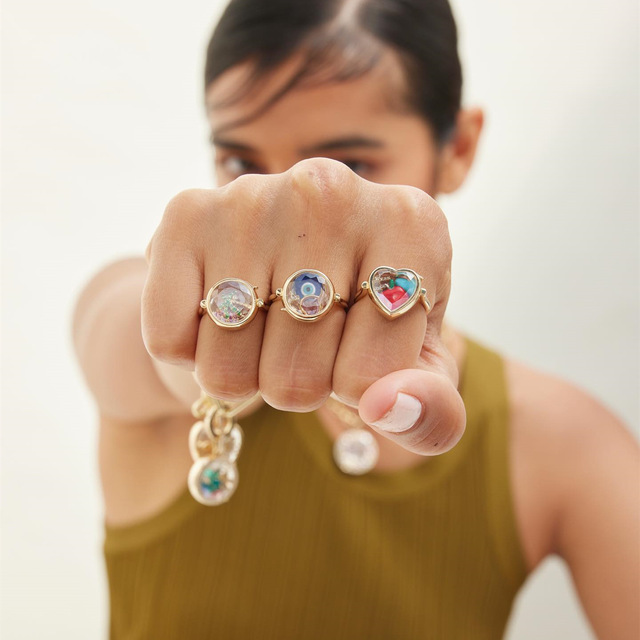 Best-selling Stainless Steel Birthstone Heart-shaped Ring with Colorful Zircon Trendy Unisex Design for Wedding Engagement Party