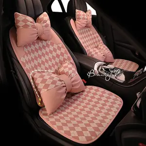 Girlsh Heart General Summer Comfortable Ice Silk Girls' Exclusive Lingge Car Seat Cover With Headrest And Pillow
