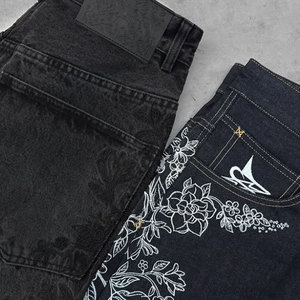 Sweat à capuche pour homme, coupe ample, à manches longues, avec broderie florale 3D de luxe, épaules tombantes, 450 g/m², noir délavé à l'acide - Product Image 4
