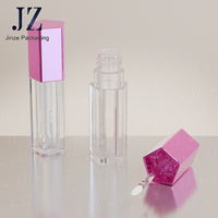 Jinze Pentagon Violet Brillant à Lèvres Tubes transparents Vide Lips Gloss 7ml Brush Wand