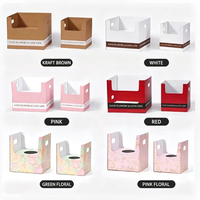 Boîte cadeau en papier pliable personnalisée avec poignée, insert pour vase, boîte d'emballage pour bouquet de fleuriste, pour mariage, ensemble de cadeaux