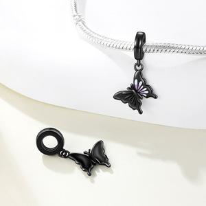 white <b>copper</b> gradient epoxy black butterfly pendant, original niche DIY <b>bracelet</b>, jewelry, accessory, pendant for women - Product Image 5