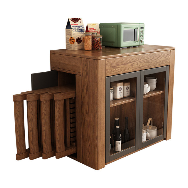 Modern Multifunctional Retractable Folding Wooden Dining Table Dining Room Furniture 6 Seater