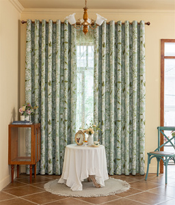 Rideaux occultants complets en polyester imprimé feuilles florales 2025 pour salon chambre <span class=keywords><strong>à</strong></span> coucher, œillets, draperie de <span class=keywords><strong>fenêtre</strong></span>, ensemble de 3 pièces, œillets en haut - Product Image 5